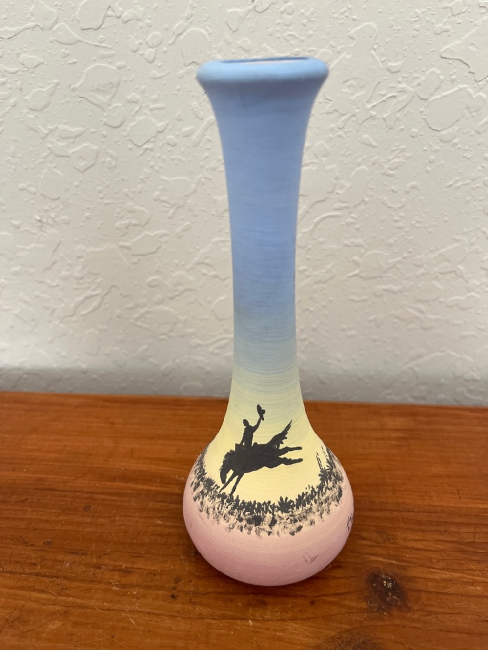 L.Two Bully Pastel Gradient Decorative Vase with Cowboy Silhouette -